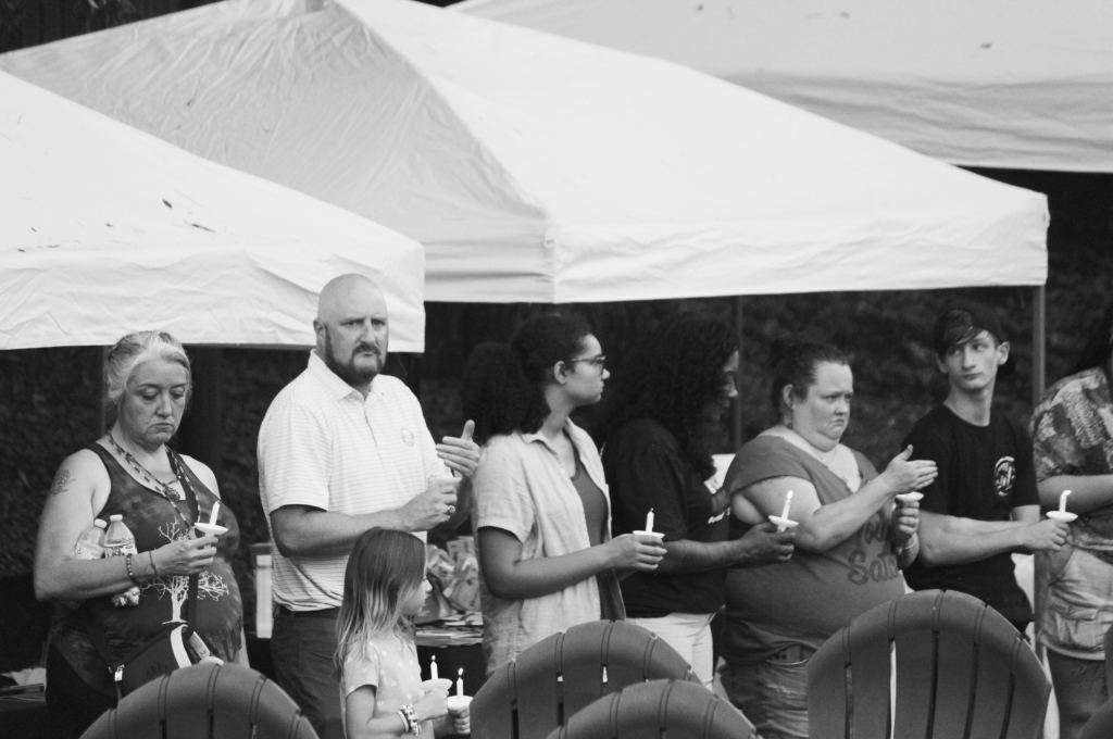 Overdose Awareness Day 2026 Candlelight Service Crowd Image - Black & White