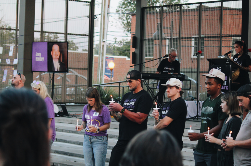 Overdose Awareness Day 2026 Candlelight Service - Devin Lyall, Jeff Walker, and Crowd